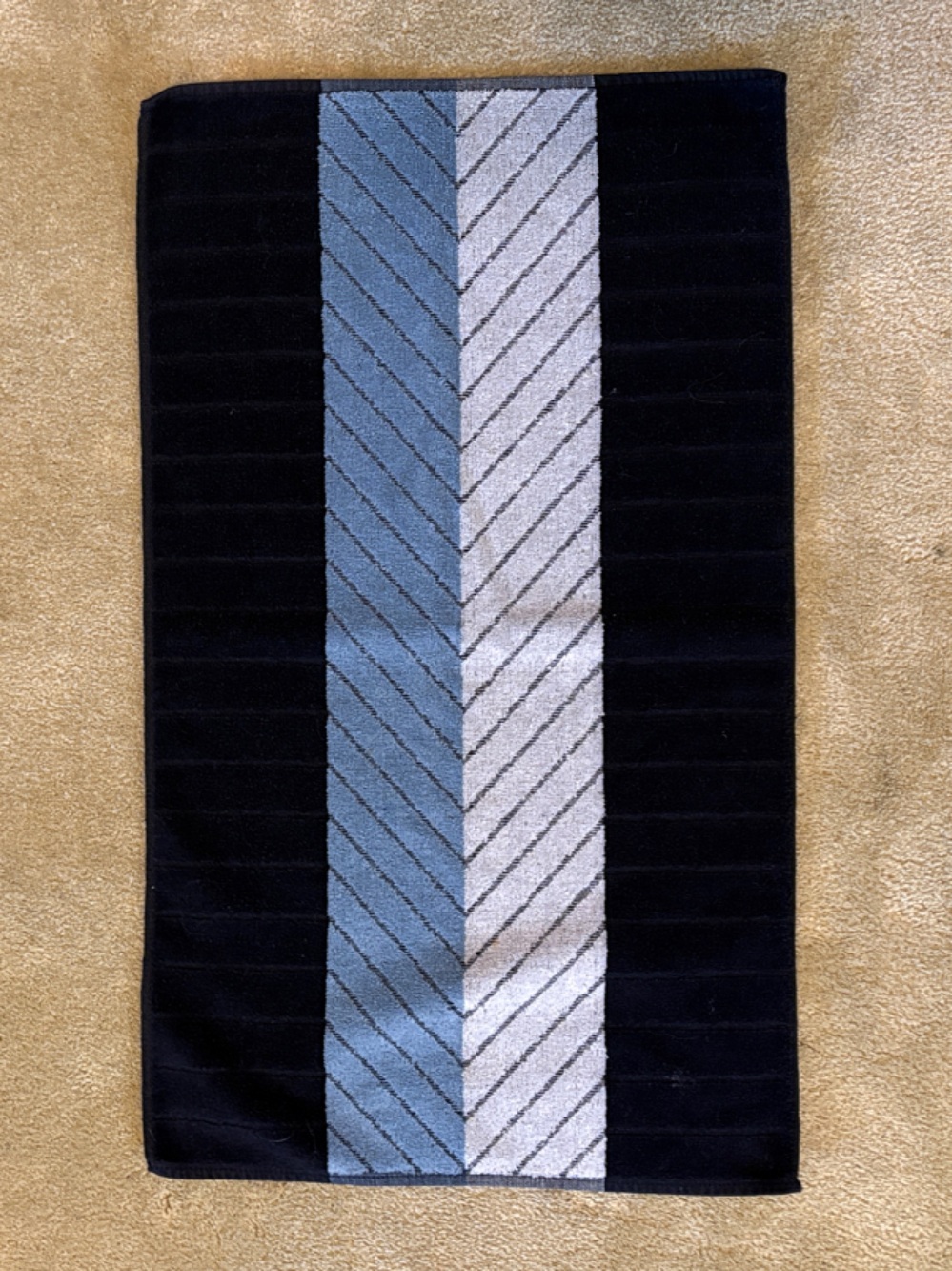 Vintage Fieldcrest Hand Towel Navy Slate Blue Stripe